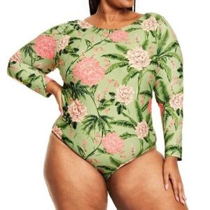 Agua Bendita Green Floral One Piece Swimsuit
